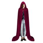 Neamou Cadılar Bayramı Kapüşonlu Pelerin - Tam Boy Vampir Kadife Cosplay Pelerini | İkna Edici Vampir Veya Cadı Kostümü, Şövalye Fantezi Havalı Cosplay Üniseks Kadınlar ve Erkekler İçin