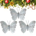 Neamou Noel Ağacı için Yapay Kelebek Süsleri | Kelebek Noel Ağacı Süslemeleri, Klipsli 3x Noel Kelebek Süslemesi, Şapkalar Giysiler için İçi Boş Kelebek Noel Dekorasyonu