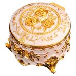 Neamou Vintage Takı Saklama Kutusu - Vintage Oval Metal Biblo Saklama Kutusu - Küpeler, Bilezikler, Yüzükler, Kolyeler için Kabartma Desenli Kutusu