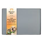 Neater Pet Brands Düz Mat - Su Geçirmez Silikon Evcil Hayvan Kaseleri Matı - Zeminleri Yiyecek ve Sudan Korur (60 cm x 40 cm, Top metali)