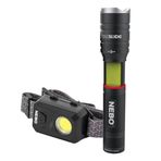 NEBO Combo Pack Tac Slyde & 150 Kafa Lambası - LED El Feneri ve Kafa Feneri - Fener Modu, Acil Kırmızı Flaş ve Eller Serbest Aydınlatma için Manyetik Tabanlı