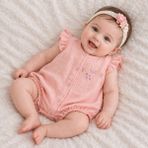 Necix Kız Bebek Yazlık Müslin Tulum 0- 6 Ay 5481 5484 - Somon - 0 -3 Ay
