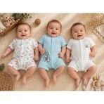 Necix’s Erkek Bebek 3 Parça Zıbın Seti Pamuklu Kısa Kollu Tulum Seti 0-3 / 3-6 Ay - 3-6 M