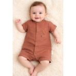 Necix's Erkek Bebek Yazlık Müslin Tulum 0- 6 Ay 5513 5514 - Kahve Antik - 0 - 3 Ay
