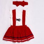 Necix's Marin Balık Baskılı Salopetli Kız Bebek Elbise - 6 - 9 Ay - 4BY-Kırmızı