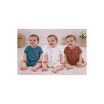 Necix's Necix’s Baby Erkek Bebek Müslin Tulum 3’lü Set Yazlık %100 Pamuk Hayvan Desenli Şort Tulum