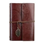 Nectaroy Retro Vintage Yapraklı Not Defteri, Klasik Pu Deri Kapak, Seyahat Defteri, Travel Journal,