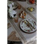 Needle Beige Keten Runner Dantelli (120x50) - Krem - 50 x 120 cm
