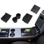 Neepiar 4 ADET Orta Konsol Düzenleyici 2023 2022 2021 Tesla Model 3/Y Kolçak Gizli Cubby Çekmece Saklama Kutusu ve Bardak Tutucu Flok ABS Malzeme İç Aksesuarları