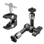 Neewer Süper kelepçeli 15 cm ayarlanabilir sihirli kol, 6,35 mm ve 9,52 mm dişli, 6,35 mm vidalar, flaş/LED ışık/mikrofon/monitör için, SmallRig kamera kafesi ile uyumlu, maksimum taşıma kapasitesi
