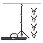 Neewer T-şeklinde arka plan destek seti, 2,6 m yüksek ayarlanabilir tripod standı ve 1,5 m genişliğinde çapraz çubuk, 4 yaylı kelepçe ve 1 taşıma çantası ile stüdyo, fotoğraf, video, fotoğraf için