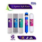 Nefa Açık Kasa Su Arıtma ve İhlas Aura Cebilion -Compact Model- Uyumlu 5'Li Filtre Seti,80 GPD Membran