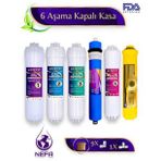 Nefa Tüm Kapalı Kasalar Ve İhlas (Silver, Plus, Platinum ) 6'Lı Filtre Seti, (Çift Karbonlu) 80 GPD Membran