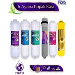 Nefa Tüm Kapalı Kasalar ve Ihlas (Silver Plus Platinum ) Su Arıtma 6'lı Filtre Seti, 80 Gpd Membran - Beyaz