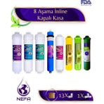 Nefa Tüm Kapalı Kasalar ve İhlas (Silver,plus,platinum Uyumlu), 8'li Filtre Seti, (Çift Karbonlu), 80 Gpd Su Arıtma Filtre Seti