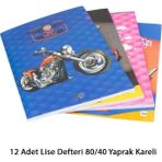 Nefertiya 12 Adet Lise Defteri 80/40 Yaprak Kareli