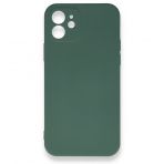 Nefertiya iPhone 12 Nano İçi Kadife Koyu Yeşil Silikon Kılıf