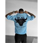 Nefes Alabilen Oversize Tişört Fileli Terletmez Pamuklu Bisiklet Yaka Rahat Kesim Salaş T-Shirt - Mavi - Siyah