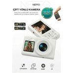 NEFFO 4K Dijital Retro Video Kamera 48MP Flaşlı Kart Dijital Vlog Fotoğraf Makinesi