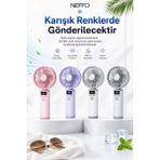 Neffo Mini Klima LED Göstergeli Şarjlı El Fanı Vantilatör 10 Kademeli Hız Serinletici Fan - Mor