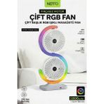 Neffo Rgb Fan Fırçasız Motorlu Masaüstü Vantilatör |usb-C Şarjlı, 3 Kademeli, Sessiz ve Güçlü Mini Fan - Beyaz