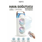 NEFFO Şarjlı Kumandalı Dönen Işıklı Buz Buharlı Vantilatör Fan Nemlendirici Klima Soğutucu Çift Fanlı