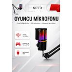 Neffo Yayıncı Oyuncu Mikrofonu Rgb USB Tak Çalıştır Podcast Oyuncu Mikrofonu - Siyah