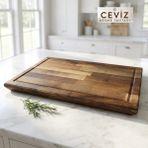NeFizzDoğa Nfzzstore Masif Ceviz Kesme Tahtası 50X30X4 cm Kalın Ahşap Doğrama ve Sunum Tahtası