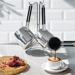 Nehir 4 Parça Modern Askı Standlı Çelik Cezve Seti