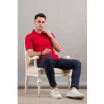 Nehir By Faruk Ülker Polo Yaka Çıt Çıtlı Lacost Kumaş Pamuklu Erkek T-Shirt - L - Kırmızı