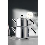Nehir Modern Maxi Büyük Boy Paslanmaz Çelik 1.6-2.5 Lt. Çaydanlık Takımı