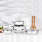 Nehir Silver Lüks 8 Parça Paslanmaz Çelik Tencere Seti