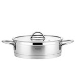 Nehir Silver Mat Trend 24 cm Sığ Kısa Çelik Tencere