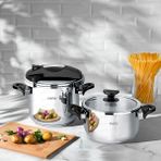Nehir Silver Matik Paslanmaz Çelik 4 Parça Düdüklü Tencere Seti - Gri - 4 - 7 L Set