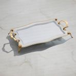 Nehir Zincir Ayakli Altin Kahve Tepsi - 36X26 Cm
