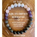 NehirTaş Sertifikalı Aşk Mıknatısı Bileklik Ametist, Akik, Pembe Kuvars, Larvakit , Hematit , Ay Taşı