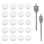 Neikafan Kablo Gromet Beyaz Esnek 20 Adet Masa Kablosu Delik Kapağı Kauçuk Grometler 20mm 25mm Ofis Ev Bilgisayar Masası Kablo Yönetimi Gromet Düzenli Duvar Delik Kapağı için 2 Adet Matkap Ucu