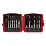 NEIKO 10059A Kombinasyon Matkap ve Musluk Ucu Seti, Hızlı Değiştirme Adaptörlü, 13 Parça, SAE (6-32NC ila 1/4-20NC) ve Metrik Matkap Ucu Seti (M3 - M10), Metrik Musluk Seti