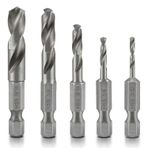 NEIKO 11402A küt matkap ucu seti, metal için, 5 parça, 1/4 inç hızlı değiştirilen altıgen şaft | M2 yüksek hızlı çelik | hızlı değiştirme mandren ve tahrik değişimi için | matkap ucu tutucu dahildir