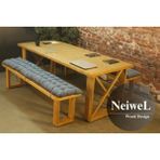 Neiwel Vean Doğal Ahşap Banklı Toplantı Masası TAKIMI-120-260 Takım - Açık Ceviz