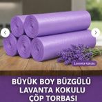 NEJAT PLASTİK Büyük Boy Lavanta Kokulu Büzgülü Çöp Torbası 65x70 cm 50 Adet - 65 x 70 cm