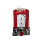 NEKİBUKİ Askılı Çocuk Papyon Takımı 1-9 Yaş Mandallı Pantolon Askılığı - Kırmızı