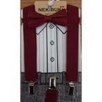 NEKİBUKİ Bordo Pantolon Askısı Ve Papyon Takım