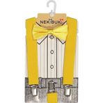 Nekibuki Çocuk Yaş Pantolon Askı Papyon Seti Sarı 6-9 Yaş