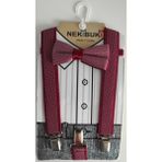 Nekibuki Erkek Çocuk Pantolon Askısı ve Papyon Takımı - 1 - 7 Yaş - Bordo