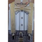 NEKİBUKİ Gold Sarı Simli Pantolon Askısı Ve Papyon Takım