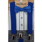 NEKİBUKİ Saks Mavi Pantolon Askısı Ve Papyon Takım