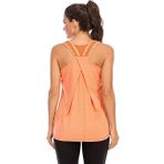 Nekosi Kadın spor üst yoga atleti, üst parça, koşu, fitness, kolsuz file arka fonksiyonel tişört, 02-orange, S