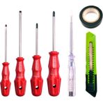Neler Geldi Neler - 4'lü Tornavida Seti + Kontrol Kalemi + Maket Bıçağı + Elektrik Bandı 7 Parça