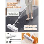 Neler Geldi Neler Sihirli Çekçekli Fayans Fırçası 108 cm Uzun Saplı Banyo Balkon Yer Temizleme Fırçası Çekpaslı Zemin Fırçası - Gri